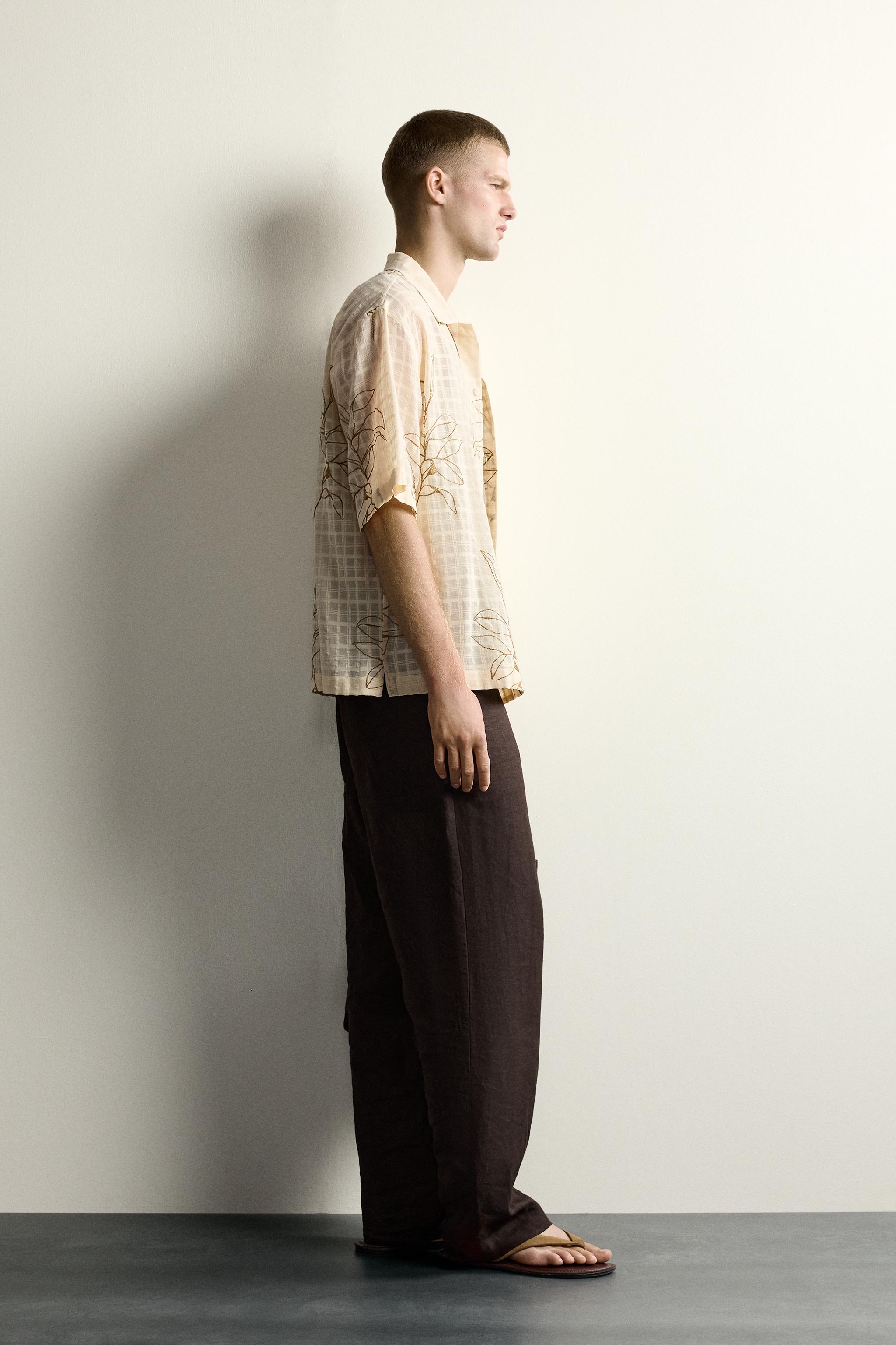 LEAF EMBROIDERED JACQUARD SHIRT